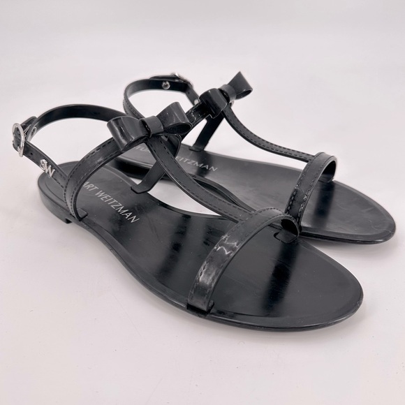 Stuart Weitzman Mellie Black Jelly Bow Thong Sandals Size 9 - Picture 1 of 5